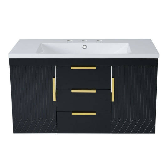 Wall Mounted Bathroom Vanity With Sink, Floating Storage Cabinet With 2 Drawers
