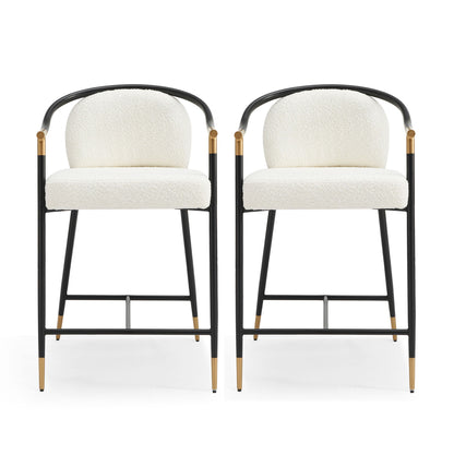 Contemporary Upholstered Counter Stool Set With Metal Frame