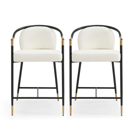 Contemporary Upholstered Counter Stool Set With Metal Frame