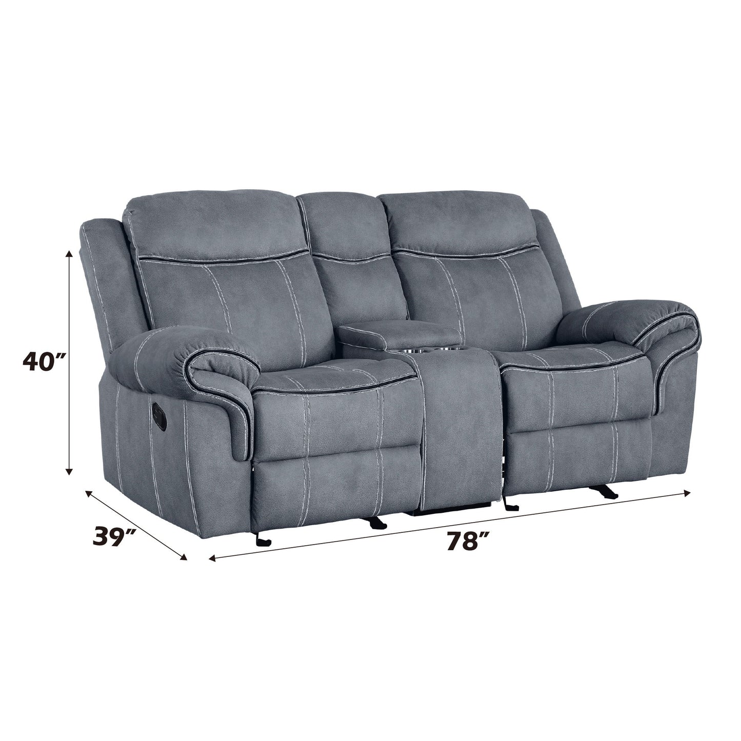 Zubaida - Two Tone Velvet Recliner Loveseat With USB Port Console