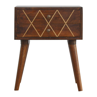 Inlay - Geo Brass Bedside Table - Chestnut