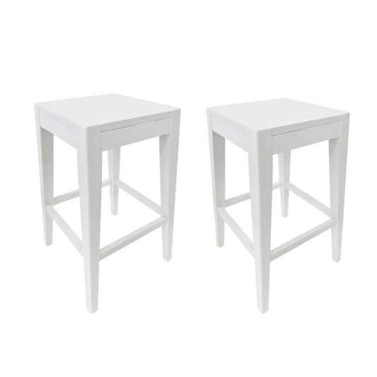 Counter Barstool (Set of 2), Rubber Wood - White