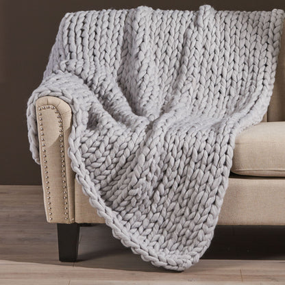 Cozy Knitted Acrylic Throw Blanket With Double Sided Design