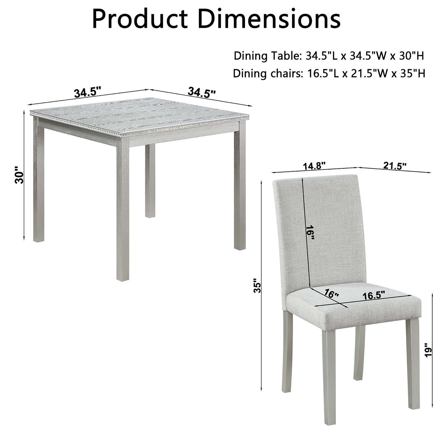 Dining Table Set With Crystal Decoration And Upholstered Chairs