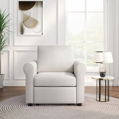 Modern 3 In 1 Convertible Sleeper Chair Bed, Linen Upholstery, Adjustable Backrest