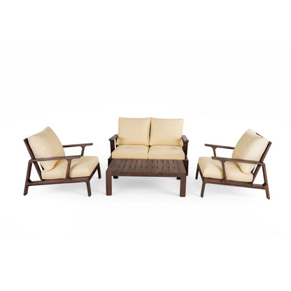 4 Piece Outdoor Sofa Set With Cushions And Coffee Table