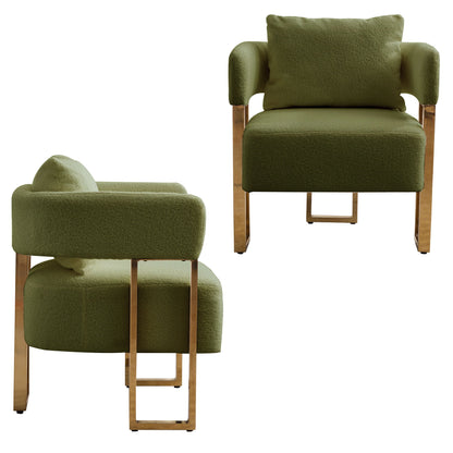 Modern Decorative Chair Teddy Fleece Upholstered And Metal Foot