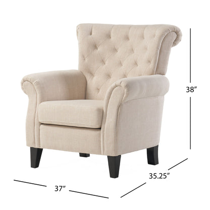 Springfield - Tufted Club Chair Stylish Upholstery - Light Beige