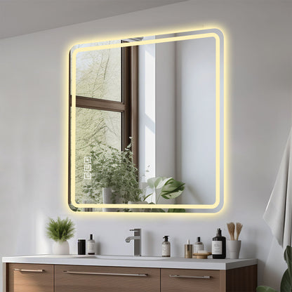 LED Bathroom Mirror, Anti Explosion Glass, Rust Resistant, Anti Fog, Tri Color