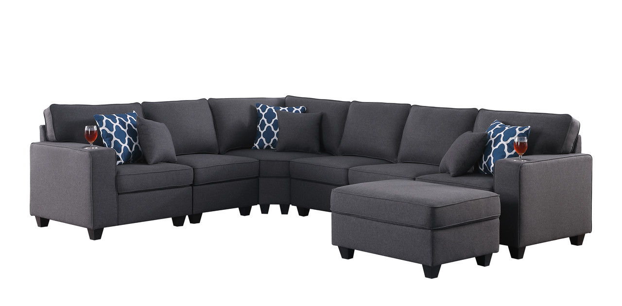 Cooper - Comfort Sectional Sofa With Ottomans And Cupholder