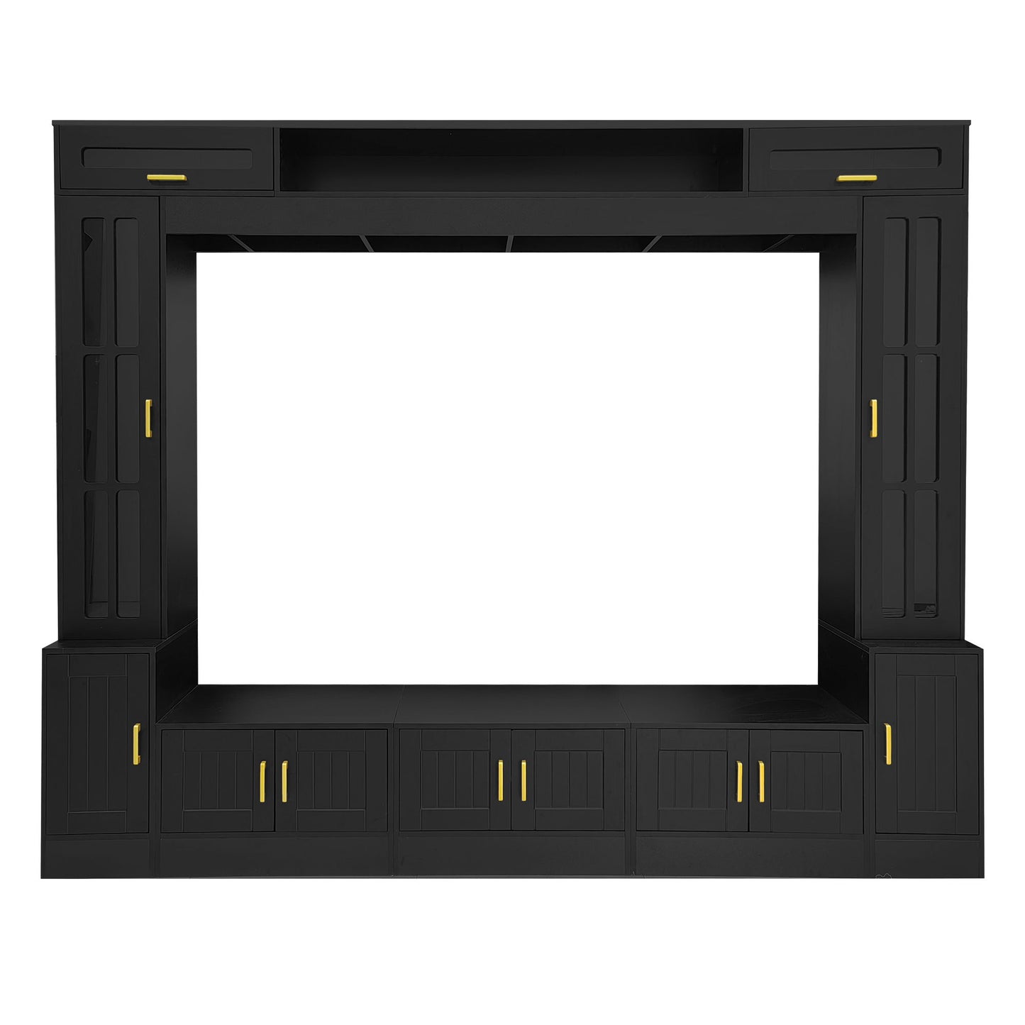 Wall Unit Entertainment Center With Bookshelves For TVs Up To 80" - Black
