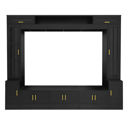 Wall Unit Entertainment Center With Bookshelves For TVs Up To 80" - Black