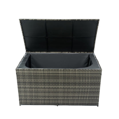 Outdoor Storage Box, Wicker Patio Deck Boxes With Lid, Outdoor Cushion Storage For Kids Toys, Pillows, Towel, Wicker
