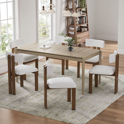 Modern 7 Piece Dining Set With Upholstered Armless Chairs And Dining Table