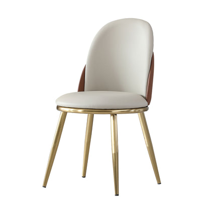 Modern Dining Chairs (Set of 2) With Gold Metal Legs - Beige