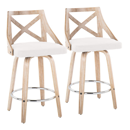 Charlotte - Farmhouse Fixed Height Counter Stool With Swivel And Round Footrest (Set of 2)