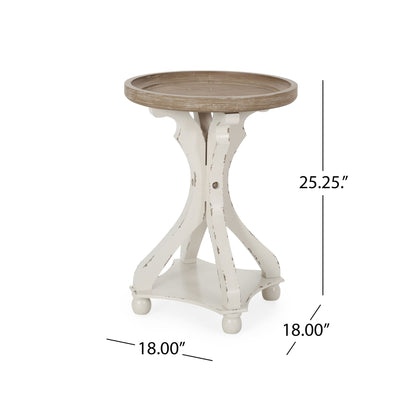 Rustic French Country Accent Table With Hourglass Firwood Base And Lipped Top
