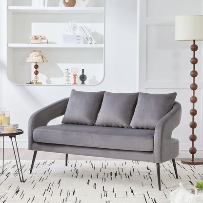 Open Back Loveseat Settee With 3 Pillows