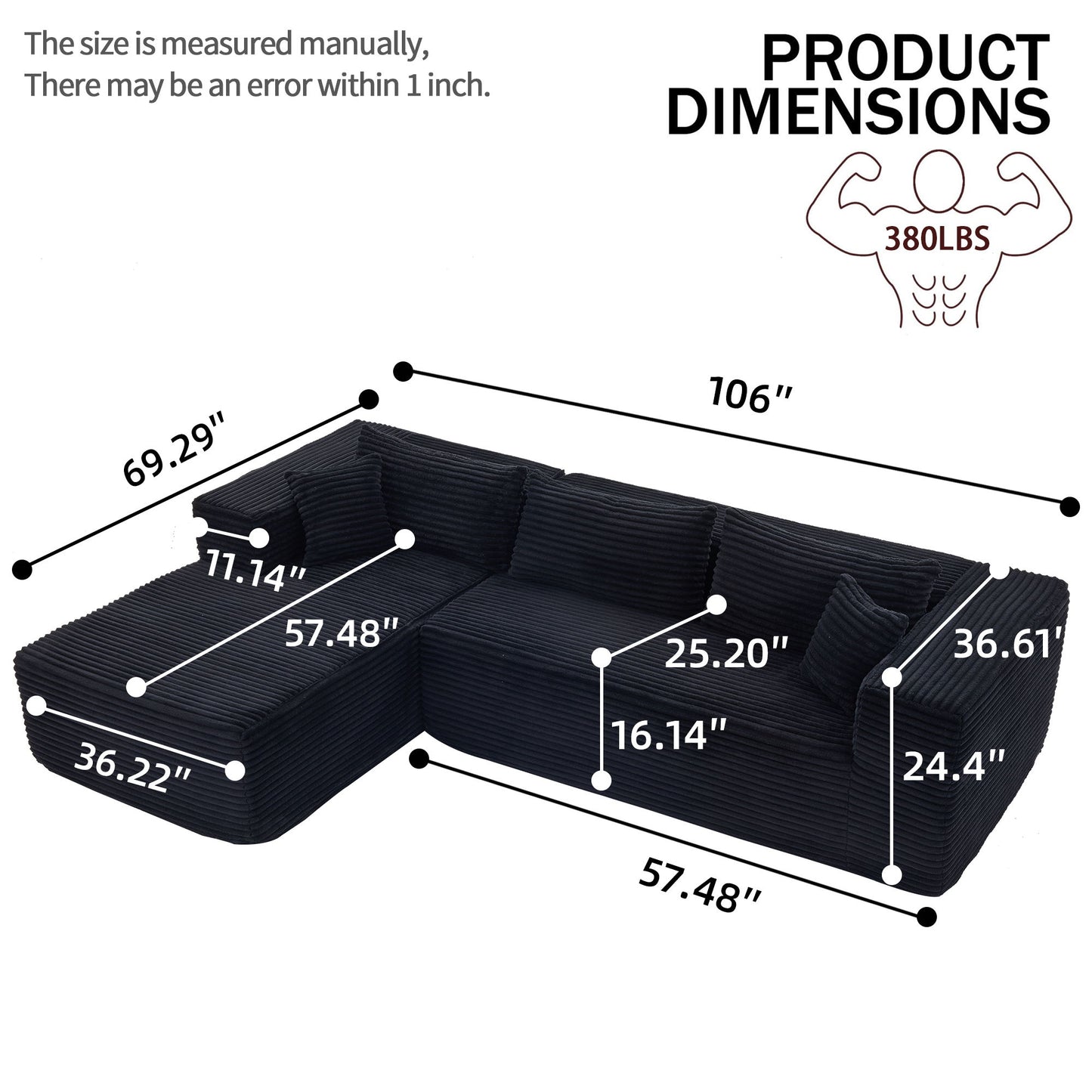Modular Sofa With Golden Square Legs