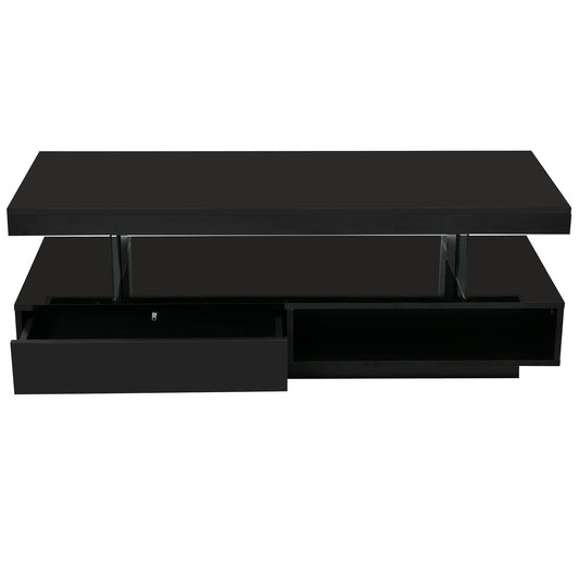 LED Coffee Table With 2 Drawers And Display Shelves