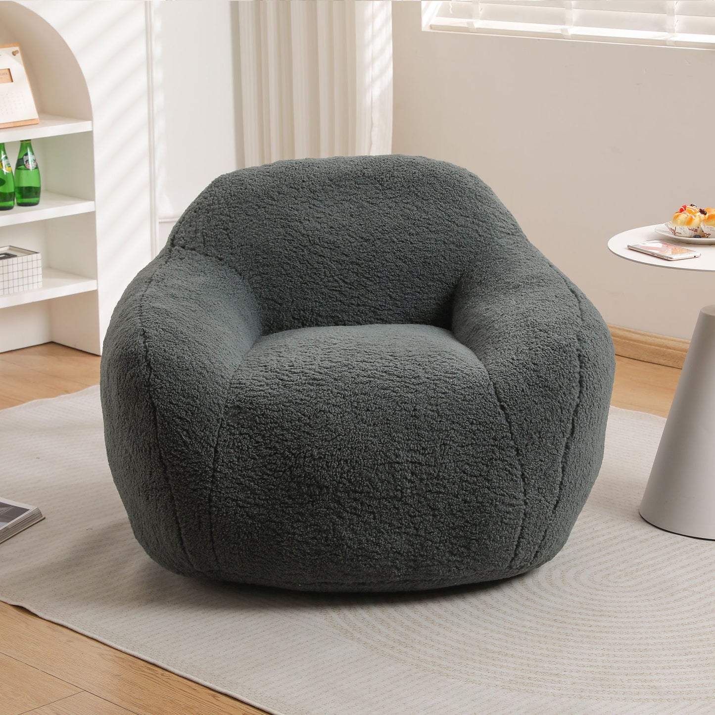 Giant Bean Bag Chair, Spacious Memory Foam With Armrests