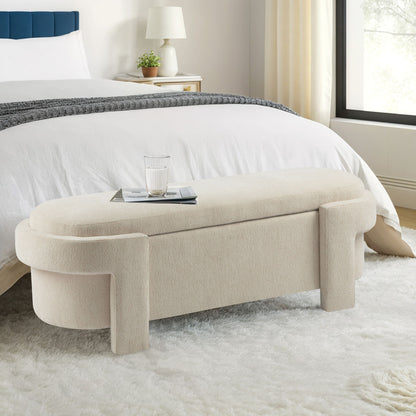 Versatile Storage Ottoman Bench, Spacious & Durable - Beige