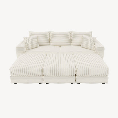 Deep Seat Convertible Sofa With Soft Pillows And Ottomans
