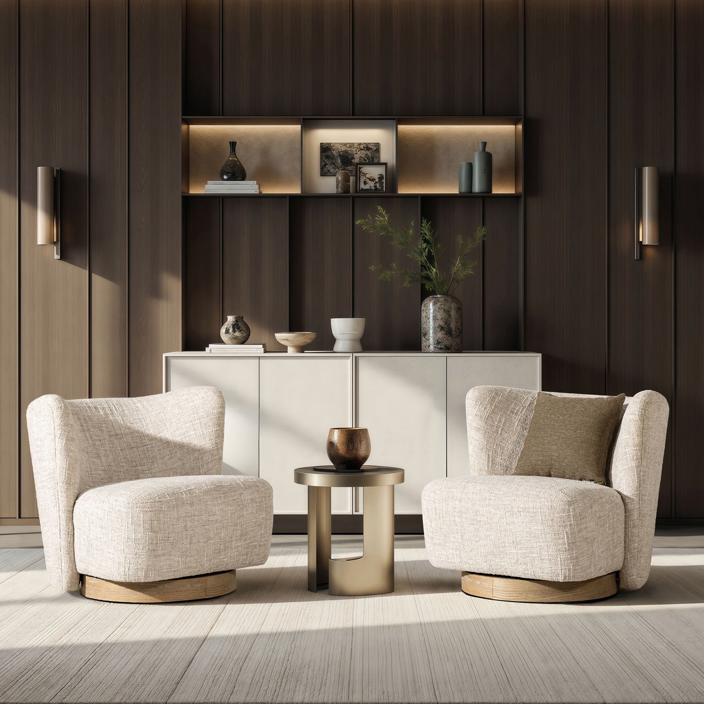 Miranda - Armless Swivel Accent Chair - Natural Gray