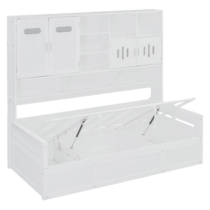 Daybed With All-In-One Cabinet And Shelf