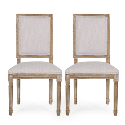 French Country Style Dining Chair With Upholstered Seating And Fluted Legs