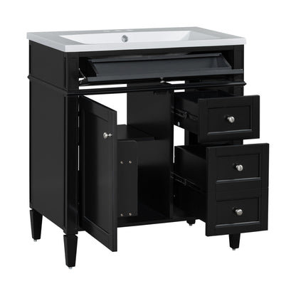 Bathroom Vanity With Top Sink, Storage Cabinet, 2 Drawers, Tip Out Drawer