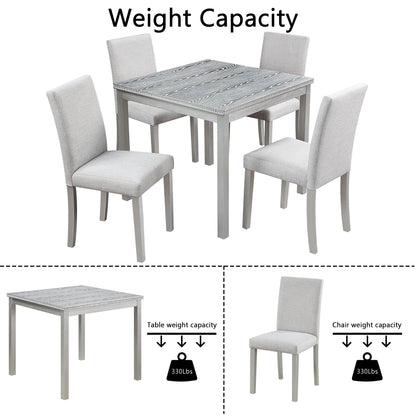 Dining Table Set With Crystal Decoration And Upholstered Chairs