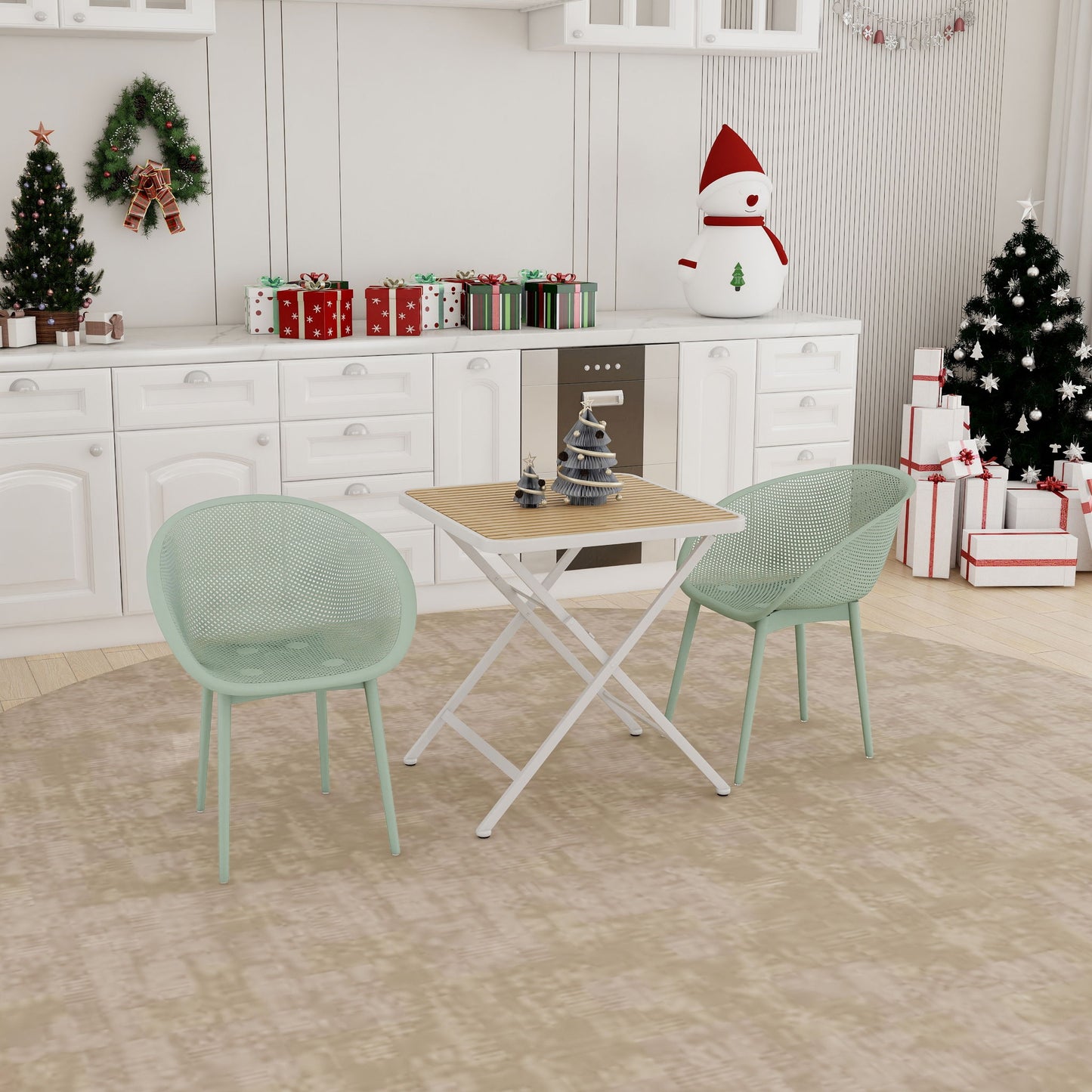 2 Pack Lounge Chair Set & Folding Square Table