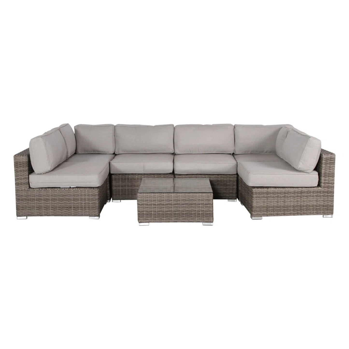 Patio Seating Set With Cushions, Handwoven With Rust Proof Frame - Gray Mix