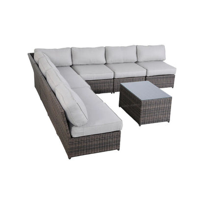 Comfortable Modern Patio Rattan Sectional Set With Cushions
