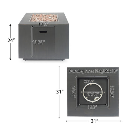 Outdoor Patio Gas Burning Fire Pit Table 50,000 Btu, Square
