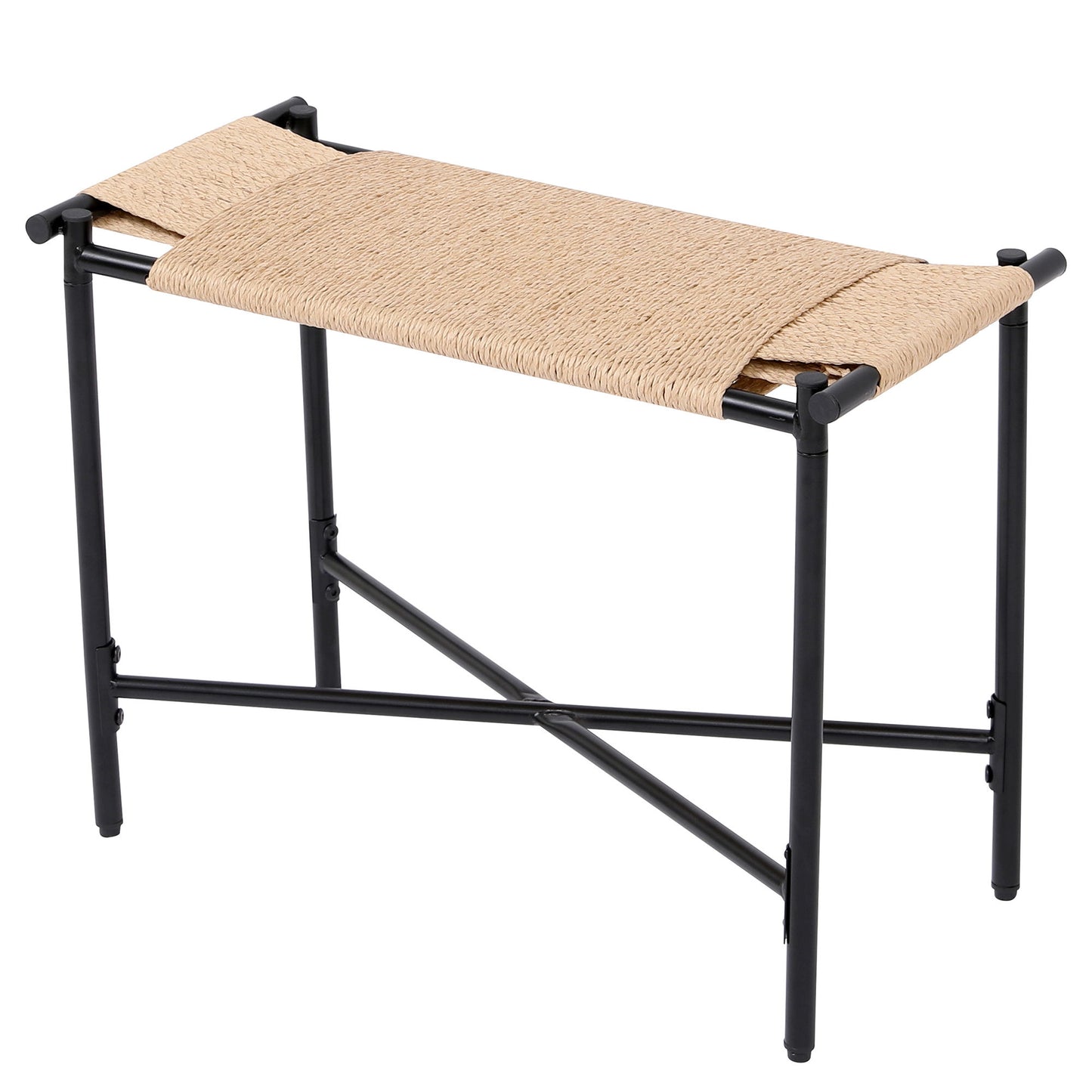 Handwoven Paper Rope Foot Rest Shoes Stools Ottomans For Entryway