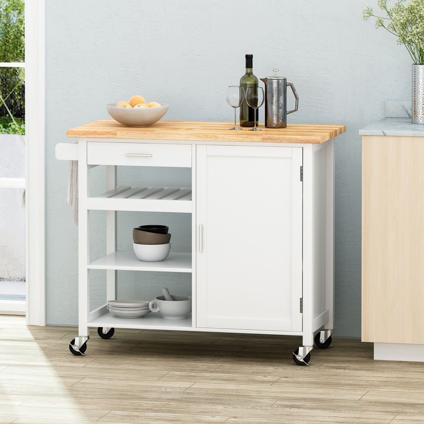 Contemporary Design Kitchen Cart With Wheels
