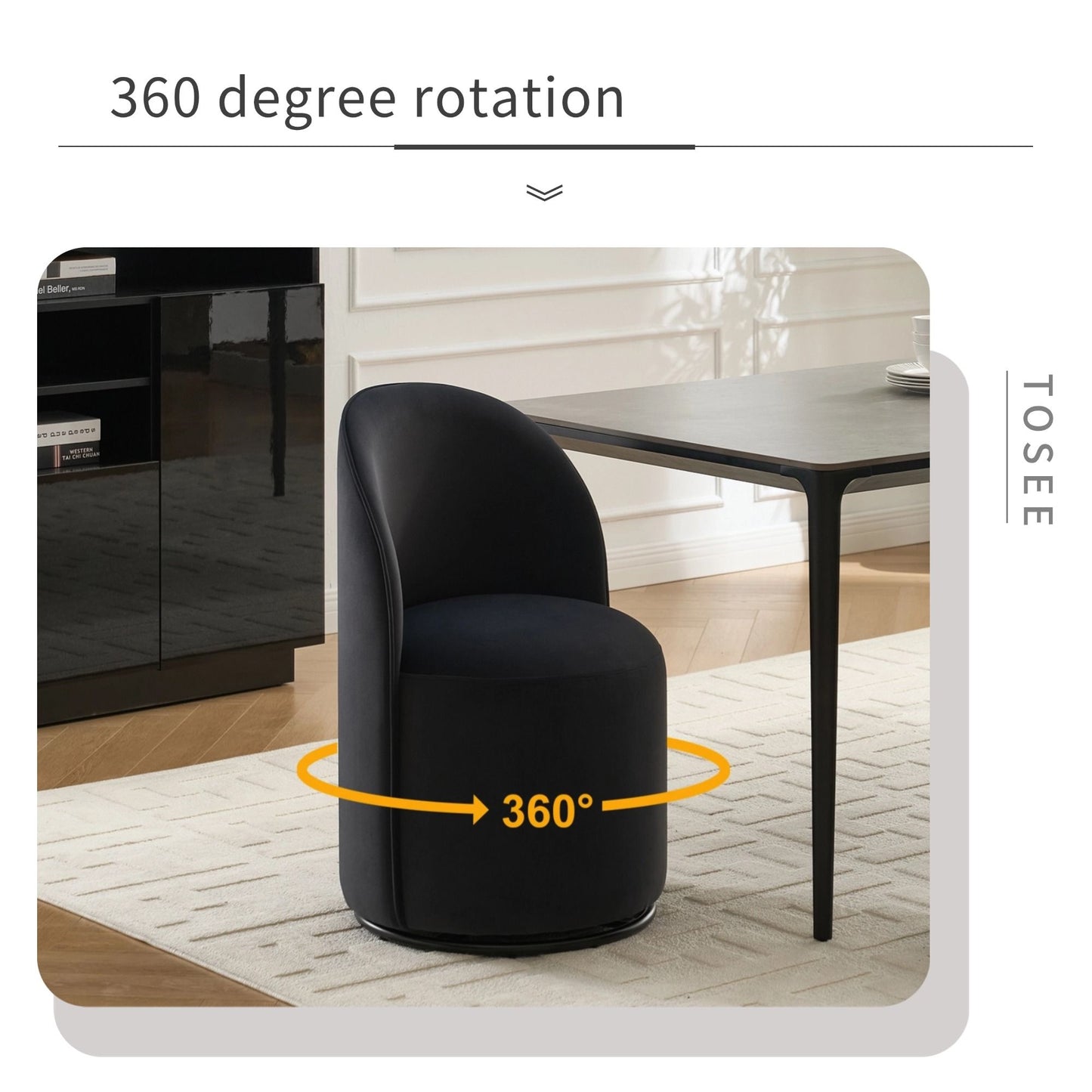 360 Degree Swivel Armless Dining Barrel Chair