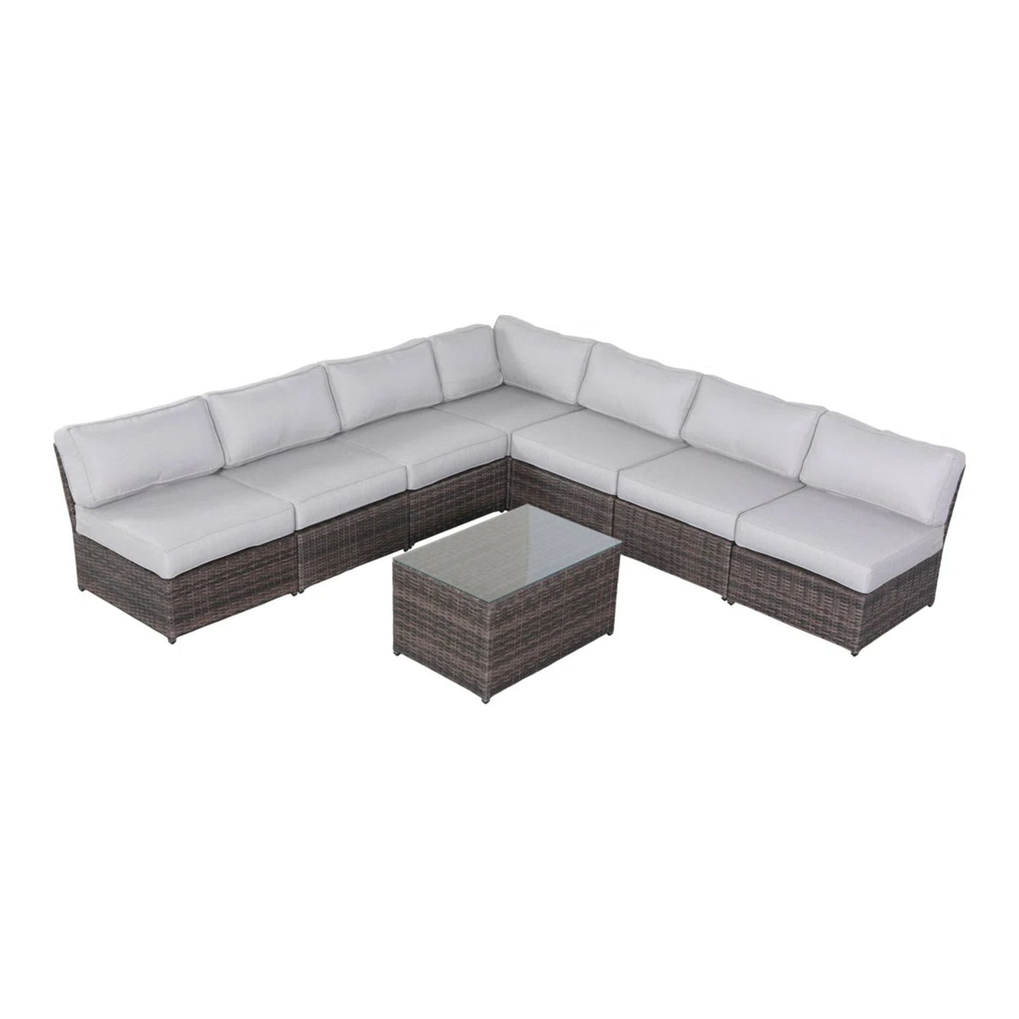 Comfortable Modern Patio Rattan Sectional Set With Cushions