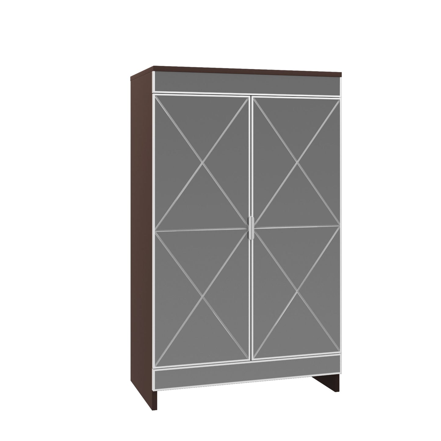 Elegant Decor Mirrored Shoe Cabinet With Edging Double Door Storage Cabinets Glass - Brown / Silver / Gray
