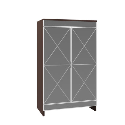 Elegant Decor Mirrored Shoe Cabinet With Edging Double Door Storage Cabinets Glass - Brown / Silver / Gray
