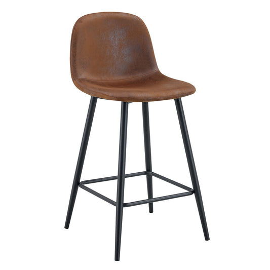 Modern Black Pu Bar Chair Rounded Backrest (Set of 2)