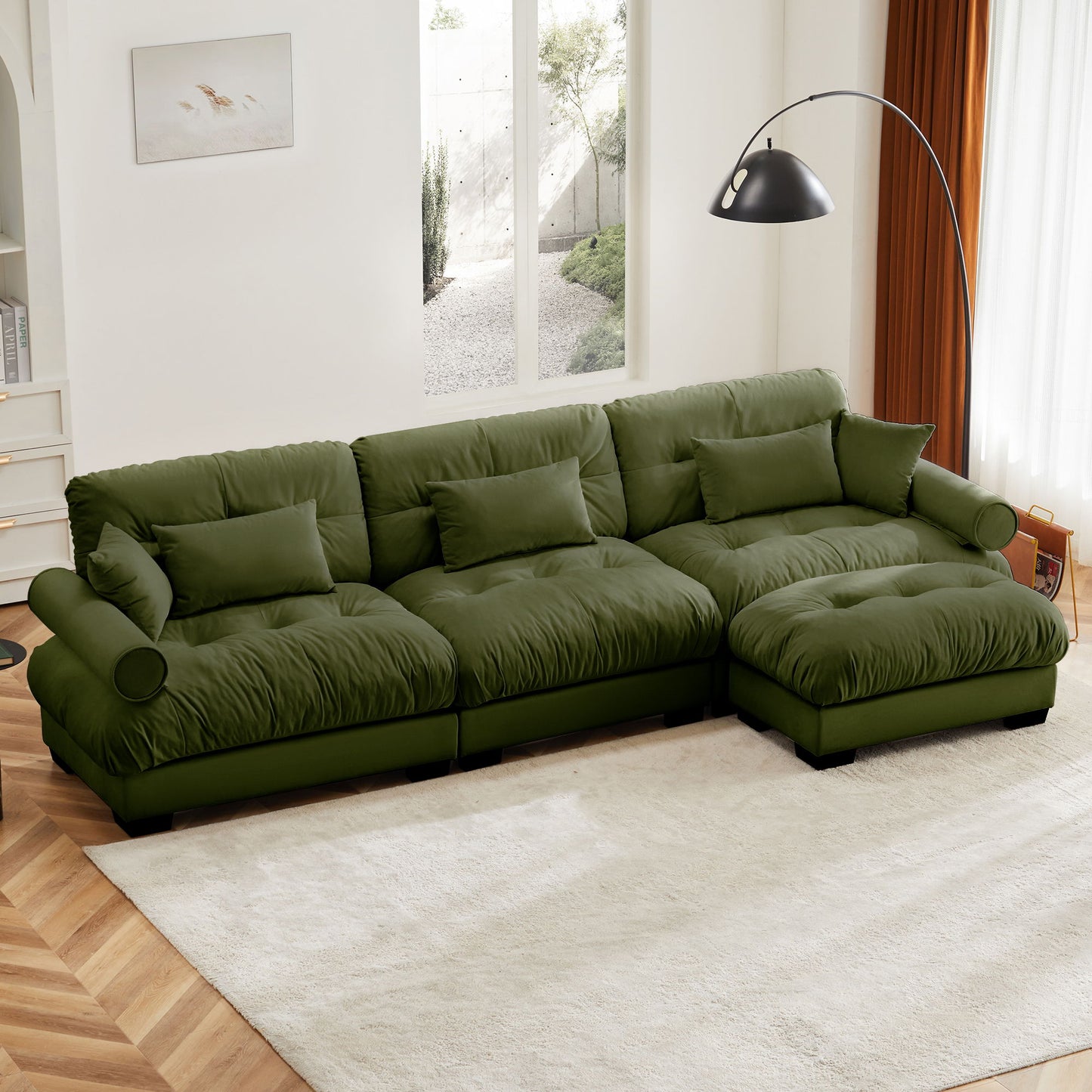 Super Comfort Oversized Modular Sectional Sofa With Movable Ottoman