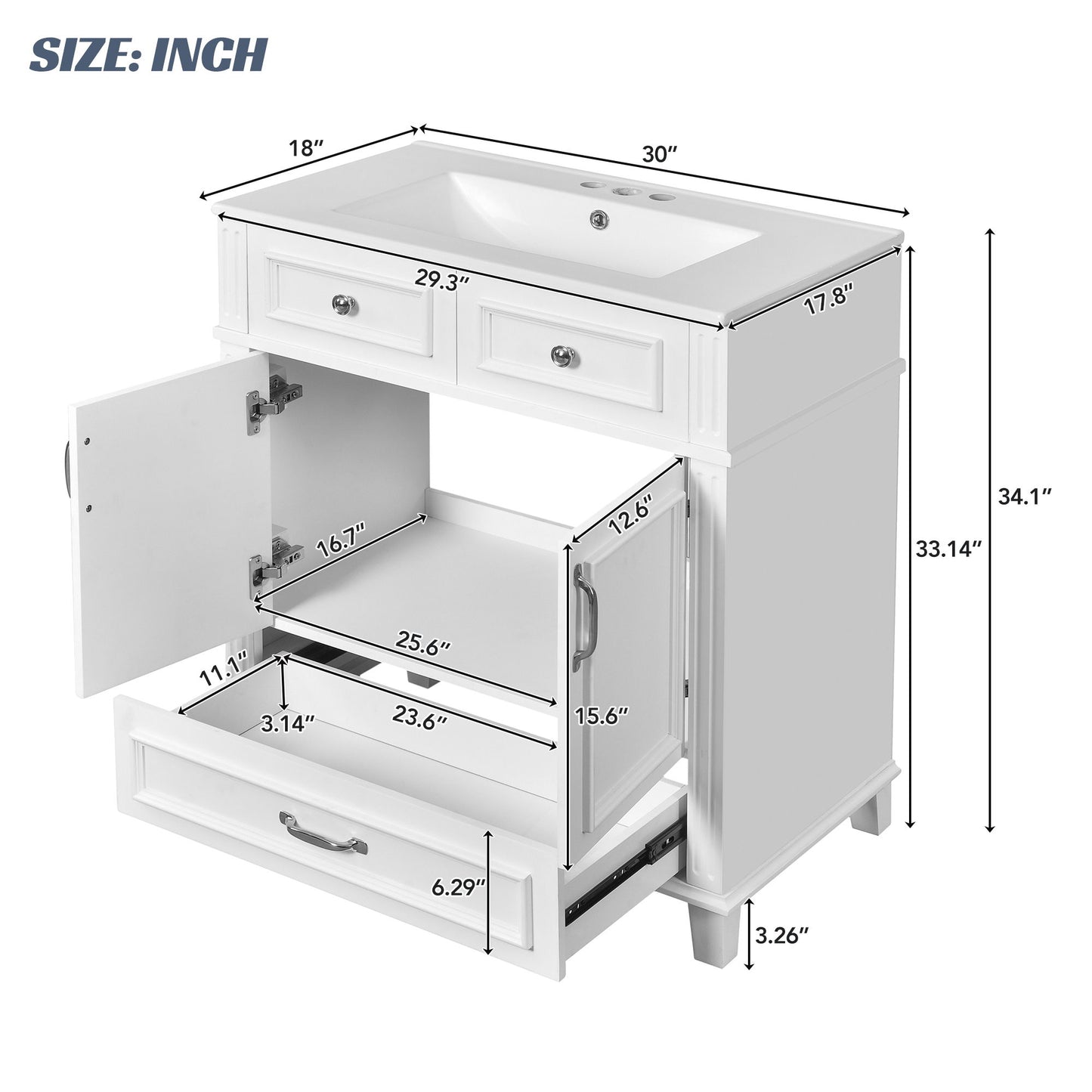 Bathroom Vanity With Sink, Storage Cabinet