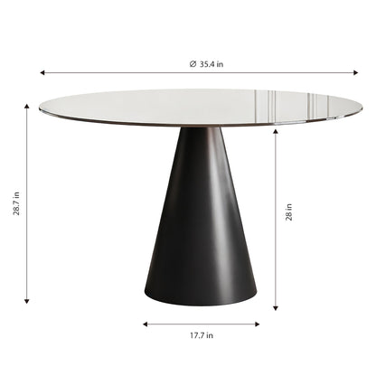 Round Dining Table, For 2 - 4 People - Black / Brown
