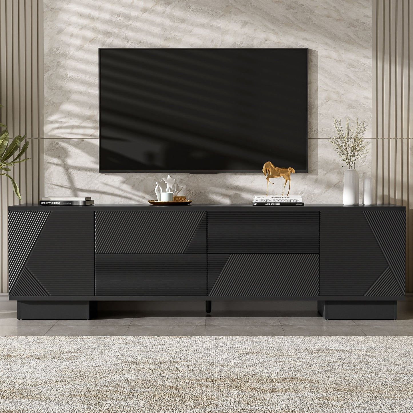Modern TV Stand With Storage Cabinets, 4 Drawers