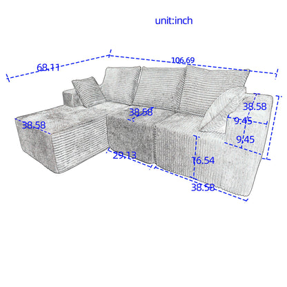 Corner Combination Sofa Sectional Couch With Soft Plush Fabric