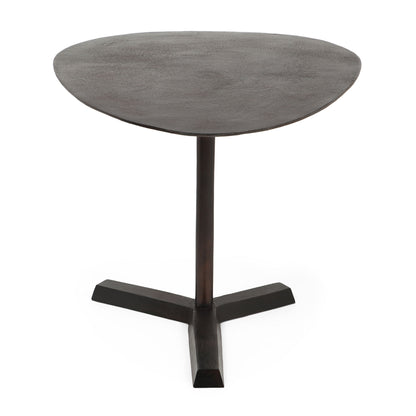 Industrial Style Elliptical Side Table With Aluminum Frame - Bronze