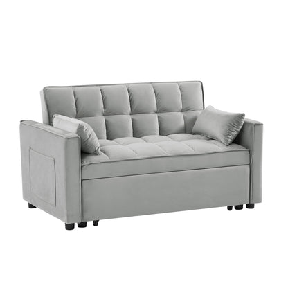 Modern Convertible Velvet Futon Loveseat With Sleeper Bed Function